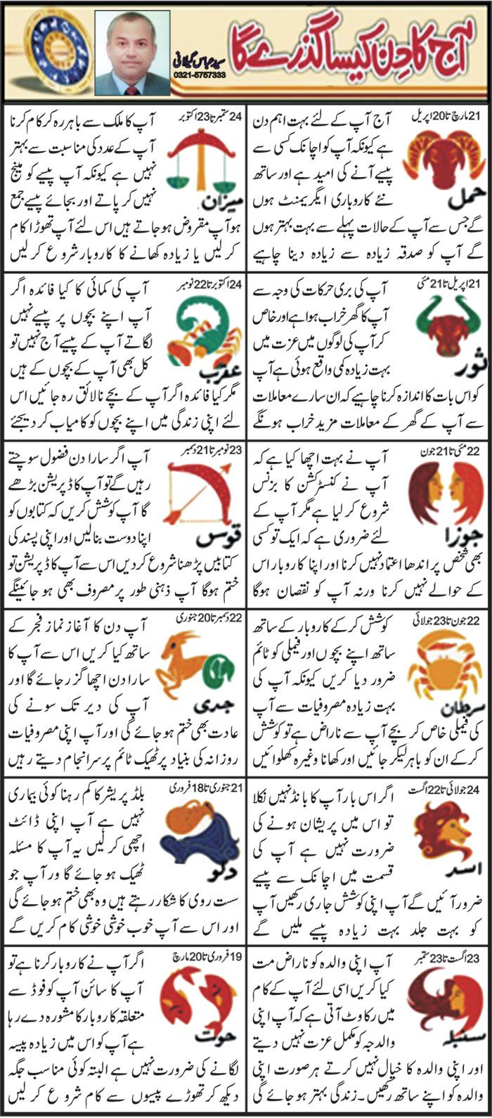 daily horoscope urdu today
